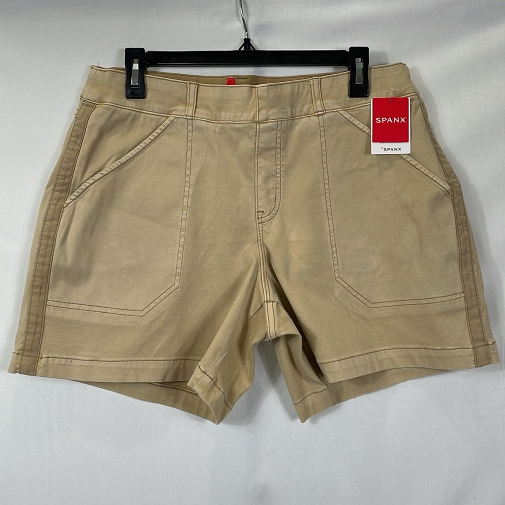 NWT SPANX Stretch Twill 6” Shorts In Almond Size XL